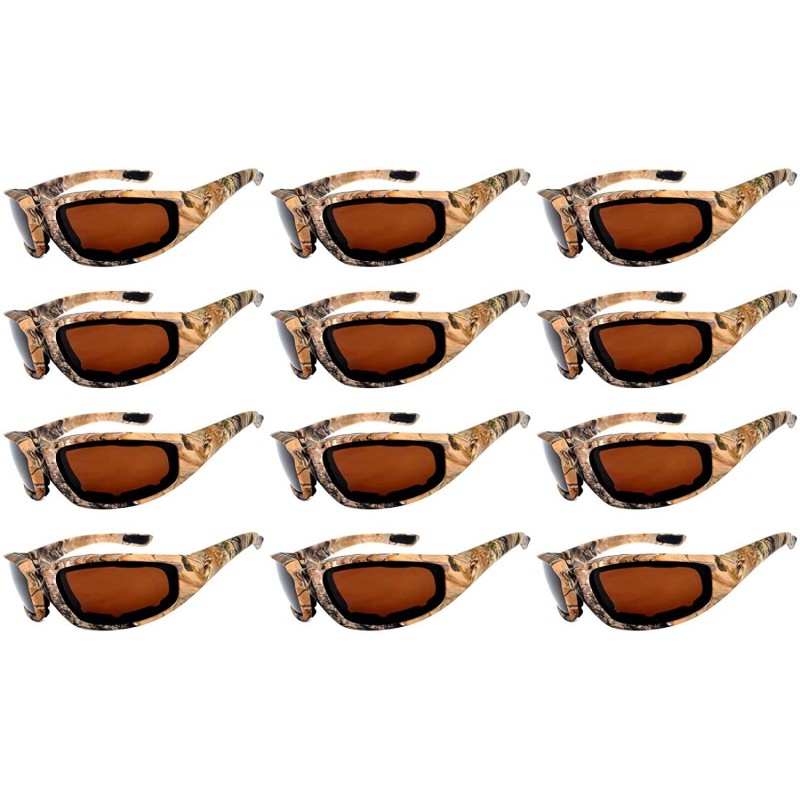 Sport 12 Pieces Per Case Wholesale Lot Motorcycle CAMO Padded Foam Sport Glasses - 12-moto-camo3-brown - C618CWT7RIA $42.86