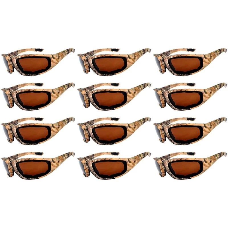 Sport 12 Pieces Per Case Wholesale Lot Motorcycle CAMO Padded Foam Sport Glasses - 12-moto-camo3-brown - C618CWT7RIA $81.44