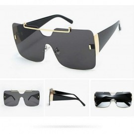 Oversized Retro sunglasses for women brand design frameless Siamese female glasses - Black - C118U07G2GL $10.39