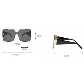 Oversized Retro sunglasses for women brand design frameless Siamese female glasses - Black - C118U07G2GL $10.39