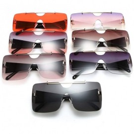 Oversized Retro sunglasses for women brand design frameless Siamese female glasses - Black - C118U07G2GL $10.39