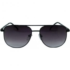 Square Miami Square Retro Aviator Bifocal Sunglasses Set - Pewter - CP18G76I940 $27.55