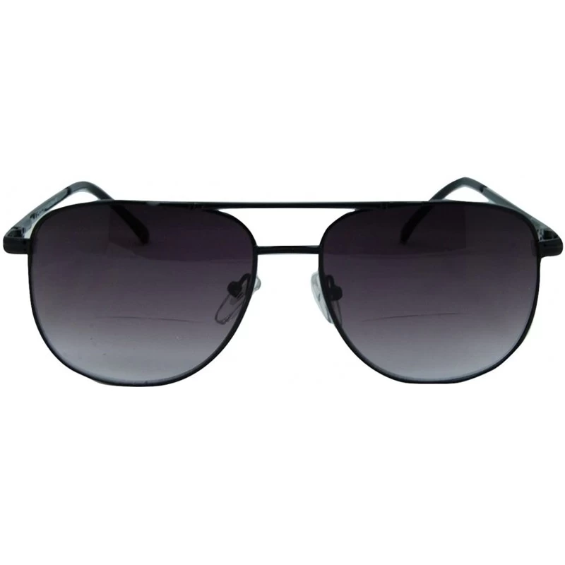 Square Miami Square Retro Aviator Bifocal Sunglasses Set - Pewter - CP18G76I940 $17.13