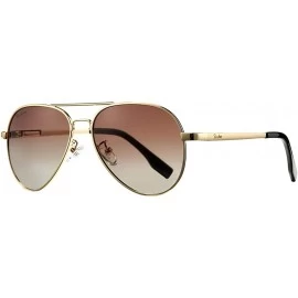 Aviator Polarized Aviator Sunglasses for Men and Women 100% UV Protection - 58mm - Gold Frame/Brown Gradient Lens - C318HW787...