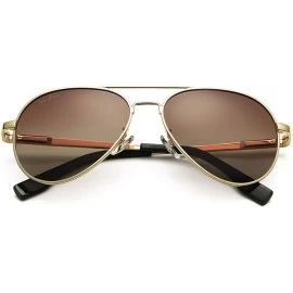 Aviator Polarized Aviator Sunglasses for Men and Women 100% UV Protection - 58mm - Gold Frame/Brown Gradient Lens - C318HW787...