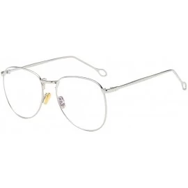 Round Men Women Nearsighted Glasses Anti-radiation Computer Simple Glasses - Silver - CV1978HEX8O $40.94