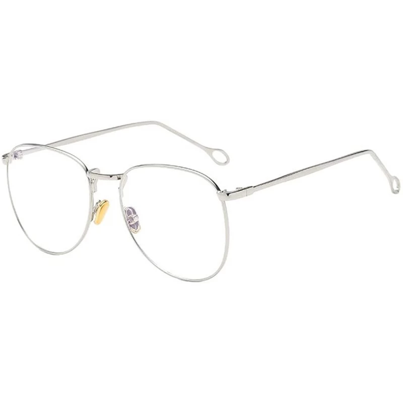 Round Men Women Nearsighted Glasses Anti-radiation Computer Simple Glasses - Silver - CV1978HEX8O $20.20