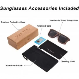 Square Mens Sunglasses Polarized Skateboard Wood Eyewear for Women UV Protection with Case - Coffee Frame/Gray Lens - CB18425...