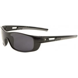Shield Khan Shield One Piece Lens Wrap Around Sport Sunglasses - Black & Grey Frame - CK18UMH6R8O $20.39