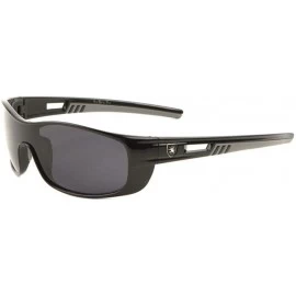 Shield Khan Shield One Piece Lens Wrap Around Sport Sunglasses - Black & Grey Frame - CK18UMH6R8O $8.82