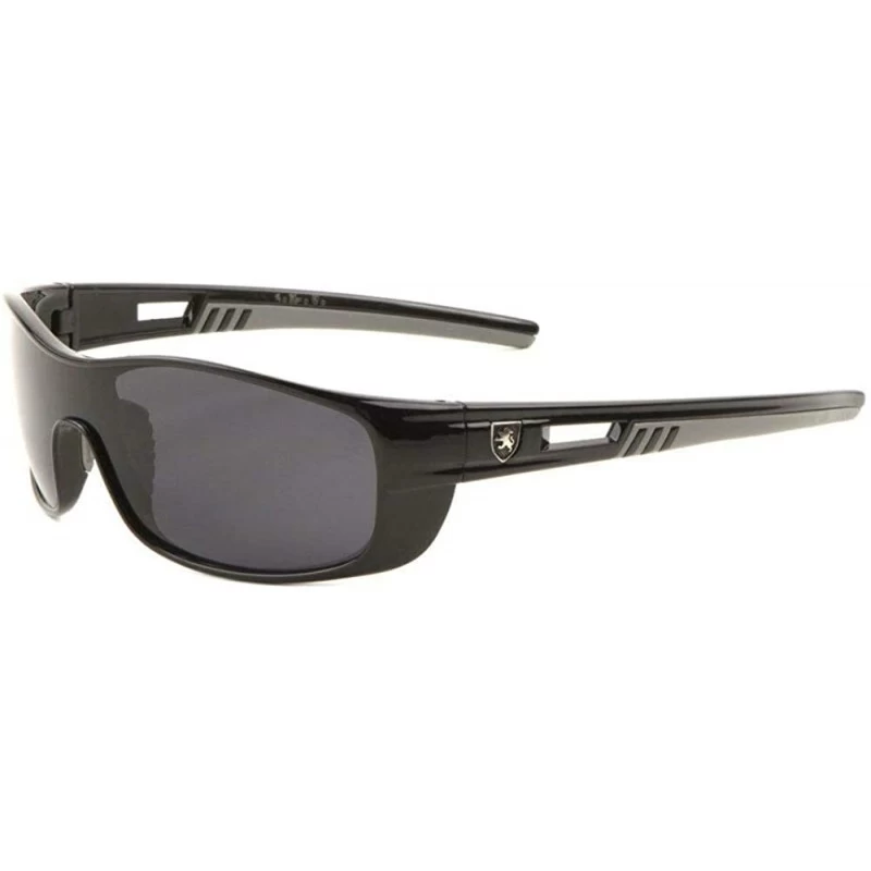 Shield Khan Shield One Piece Lens Wrap Around Sport Sunglasses - Black & Grey Frame - CK18UMH6R8O $8.82