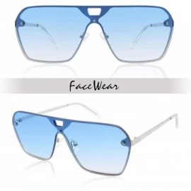 Square Rimless Mirrored Sunglasses Oversized One Piece Frameless Eyeglasses Men Women FW1019 - C1-blue - C618TWDNSNL $13.57