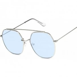 Oversized Retro Round Sunglasses Women Luxury Mirror Sun Glasses Vintage Lunette De Soleil Femme - Silverblue - C6197Y6LNC8 $...