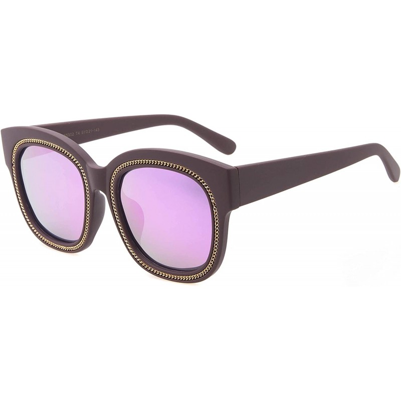 Goggle Classic Sunglasses for Women Round Retro Fashion Frame UV400 Lens - 棕色 - CU18E2N7230 $13.82