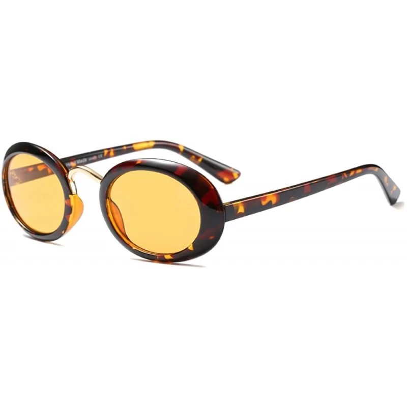 Oval Women Fashion Fancy Retro Eyeglasses Party Eyewear Classic Oval Sunglasses - Leopard/Yellow - CP1805TWW2M $9.05