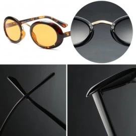 Oval Women Fashion Fancy Retro Eyeglasses Party Eyewear Classic Oval Sunglasses - Leopard/Yellow - CP1805TWW2M $9.05