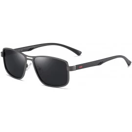 Round Polarized Sunglasses for Men Square Metal Frame 8043 - Black - C8194TH84K7 $22.84