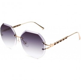 Oversized Trendy Oversized Rimless Diamond Cutting lens Sunglasses For women UV400 - Gradient Grey Lens - C318N0D5EZ0 $34.74