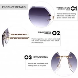 Oversized Trendy Oversized Rimless Diamond Cutting lens Sunglasses For women UV400 - Gradient Grey Lens - C318N0D5EZ0 $12.38