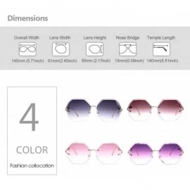 Oversized Trendy Oversized Rimless Diamond Cutting lens Sunglasses For women UV400 - Gradient Grey Lens - C318N0D5EZ0 $12.38
