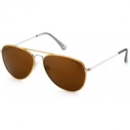 Aviator Classic Military Sunglasses For Men Women Mirrored Lens Metal Frame Retro Eyewear - Yellow Frame/Gold Lens - C318EQKM...