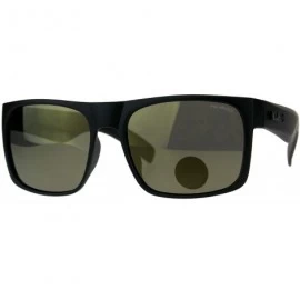 Rectangular Polarized Lens Kush Sunglasses Mens Black Rectangular Frame Mirror Lens - Matte Black (Gold Mirror) - CJ18L4T75E3...