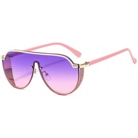 Square 2019 new fashion half frame punk unisex brand retro luxury men's driving sunglasses UV400 - Purple&pink - C018SAG72RW ...