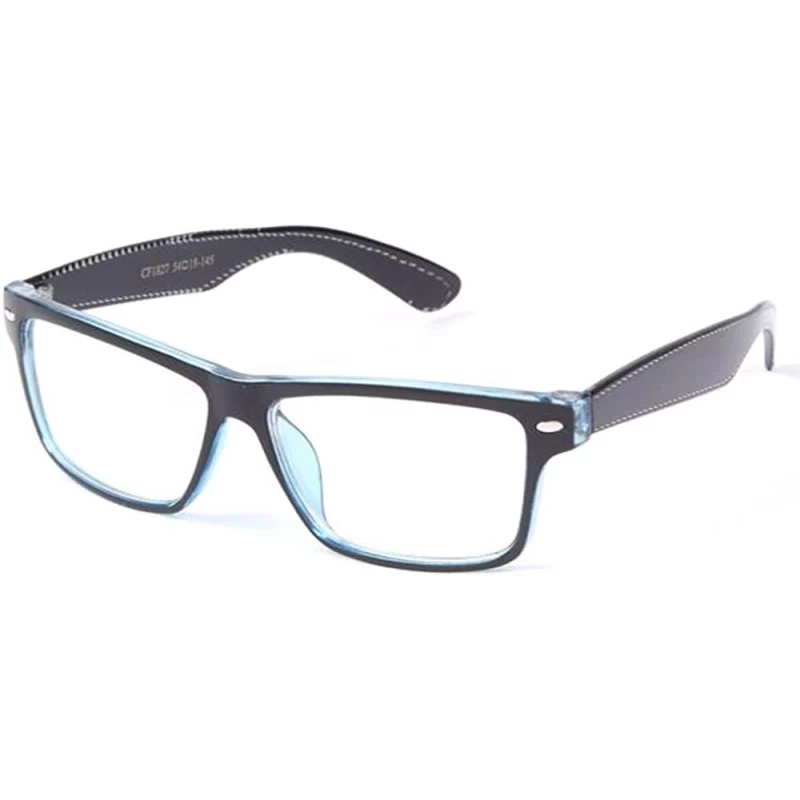 Sport Unisex Clear Frames Squared Design Comfortable Stylish for Women and Men Thick Frame - Black/Blue - CI1175FTN8P $9.77