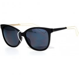 Cat Eye Wire Metal Temple Tip Oversize Cat Eye Horn Rim Sunglasses - Black Gold - C512DA4L36D $23.23