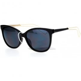 Cat Eye Wire Metal Temple Tip Oversize Cat Eye Horn Rim Sunglasses - Black Gold - C512DA4L36D $10.22