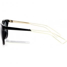 Cat Eye Wire Metal Temple Tip Oversize Cat Eye Horn Rim Sunglasses - Black Gold - C512DA4L36D $10.22