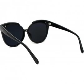 Rectangular Womens Retro Oversize Cat Eye Horn Rim Chic Sunglasses - Black Gold Black - CW18WRDNDYC $14.96