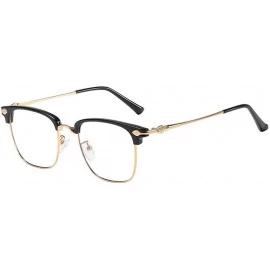 Semi-rimless Retro Blue Light Blocking Glasses for Men Women Oval Rimless Clear Lens Computer Eyewear - 3 - CA193DS7NZ2 $15.50