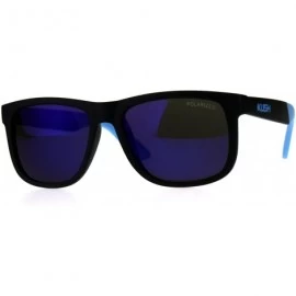 Rectangular Polarized Kush Mens Rectangular Color Mirror Lens Sport Horn Rim Sunglasses - Black Blue - CA18DLLWNHT $15.47