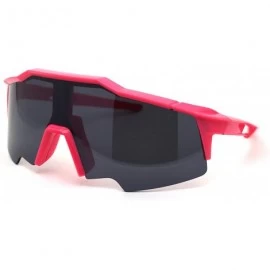 Rectangular Mens XL Oversize Shield Robotic Plastic Sport Sunglasses - Pink Black - C21969XOMYT $12.75