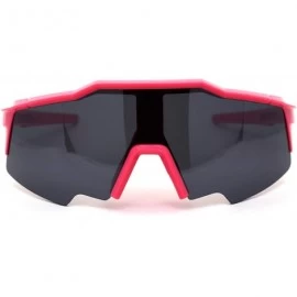 Rectangular Mens XL Oversize Shield Robotic Plastic Sport Sunglasses - Pink Black - C21969XOMYT $12.75