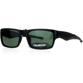 Rectangular Polarized Lens Sunglasses Mens Small Rectangular Classic Plastic Frame - Black (Dark Green) - C81882ZONWK $22.75