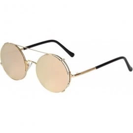 Oversized Flip up Retro Circle Women Sunglasses Vintage Steampunk Glasses LS8168 - Pink - C512NA3LI7I $28.15