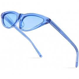 Cat Eye Acetate Polarized Sunglasses Transparent Cat Eye Sun Glasses for Women 9115 - Blue - CQ18NEMHOTT $34.43