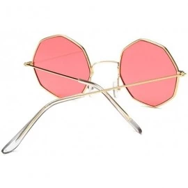 Round Small Metal Octagon Frame Sunglasses for Women and Men UV400 - Gold Yellow - CP198CA7668 $12.34