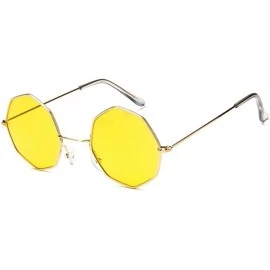 Round Small Metal Octagon Frame Sunglasses for Women and Men UV400 - Gold Yellow - CP198CA7668 $12.34