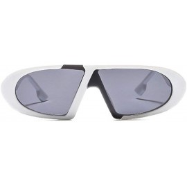 Oval Retro Small Frame Hip Hop Women Sunglasses 2019 New Luxury Brand Fashion One Piece black Glasses UV400 - CA18Z8064RA $13.38