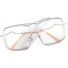 Square Square big frame fashion retro unisex concave shape brand designer sunglasses - Rose Gold - CV18Y0KDRY8 $26.68