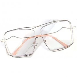 Square Square big frame fashion retro unisex concave shape brand designer sunglasses - Rose Gold - CV18Y0KDRY8 $14.94