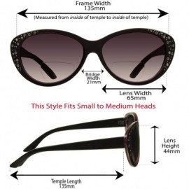 Cat Eye Womens Cat Eye Bifocal Sunglasses Reading Jackie O Rhinestones Cateye - 2 Pairs of Mocha Brown - CP1932TEKRH $17.20