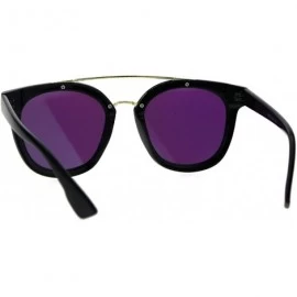 Rectangular Hipster Plastic Horned Double Metal Flat Top Bridge Sunglasses - Black Teal - CD18688SWOE $8.77
