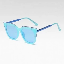 Rimless Vintage Cat Eye Sunglasses Colorful Polarized Sunglasses One Piece Unisex for Party Gifts - Blue - CT190HUTS0N $15.92