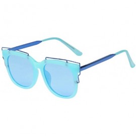 Rimless Vintage Cat Eye Sunglasses Colorful Polarized Sunglasses One Piece Unisex for Party Gifts - Blue - CT190HUTS0N $15.92