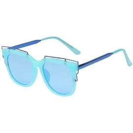 Rimless Vintage Cat Eye Sunglasses Colorful Polarized Sunglasses One Piece Unisex for Party Gifts - Blue - CT190HUTS0N $15.92