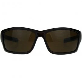 Rectangular Mens Biker Sunglasses Classic Rectangular Wrap Around Shades UV 400 - Brown - CY189KSNX5L $11.98